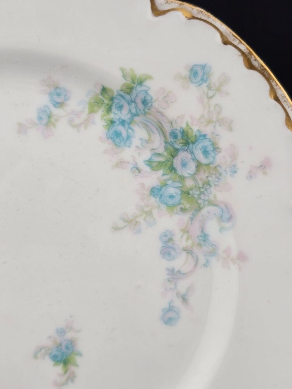 Haviland Limoges France Blue Floral Porcelain Plates With Gold Trim - Set Of 2 - Picture 12 of 16